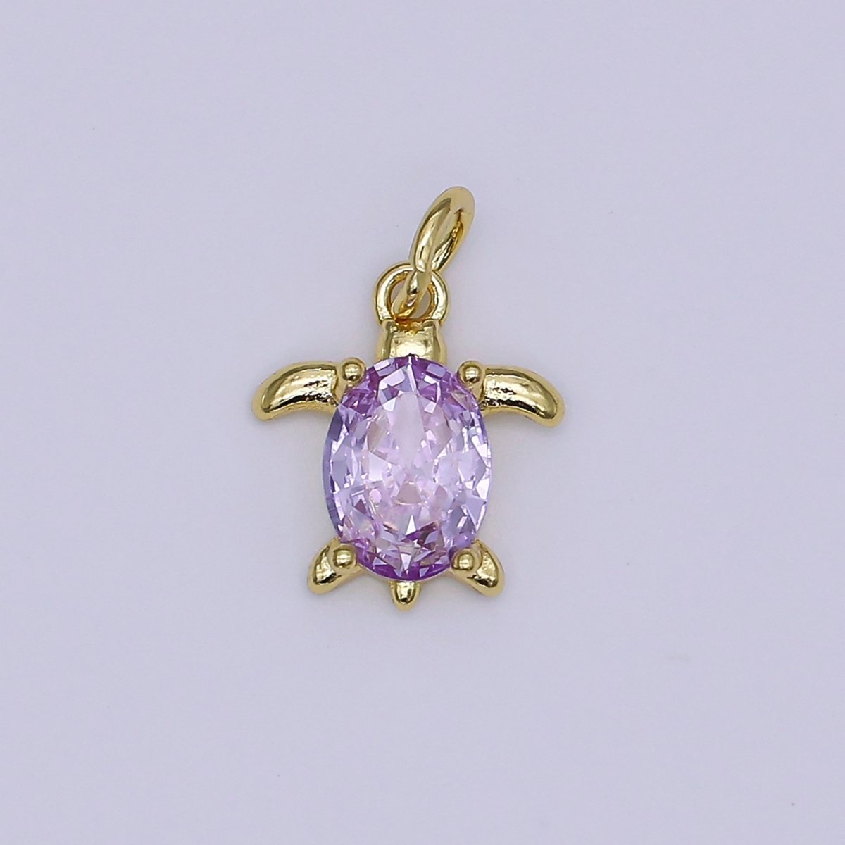 24K Gold Filled CZ Turtle Turquoise Animal Charm | X146 - X232 - DLUXCA