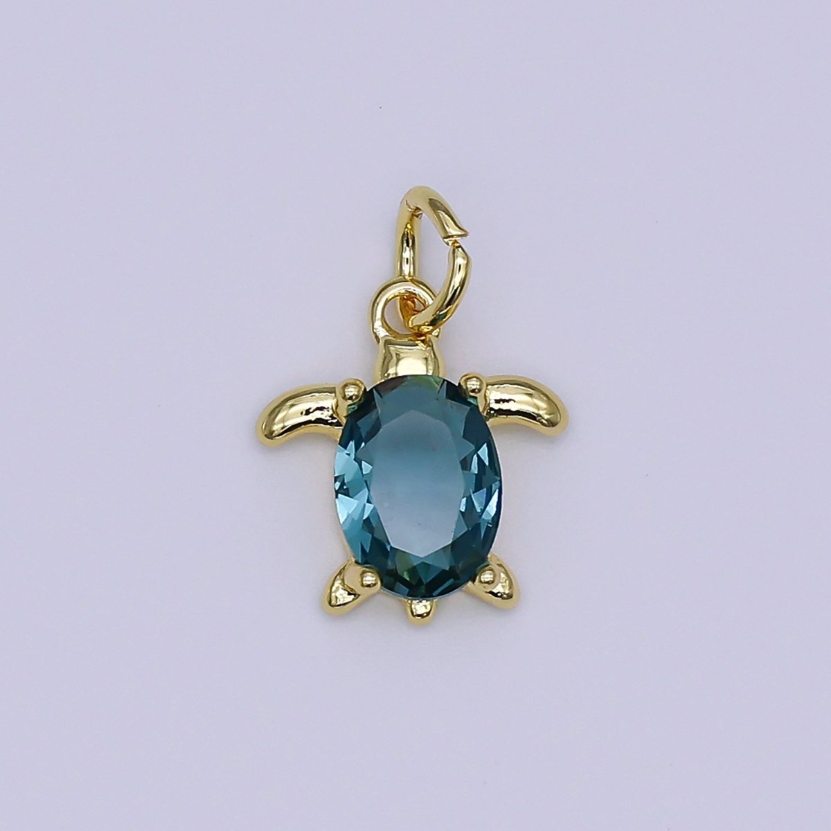 24K Gold Filled CZ Turtle Turquoise Animal Charm | X146 - X232 - DLUXCA