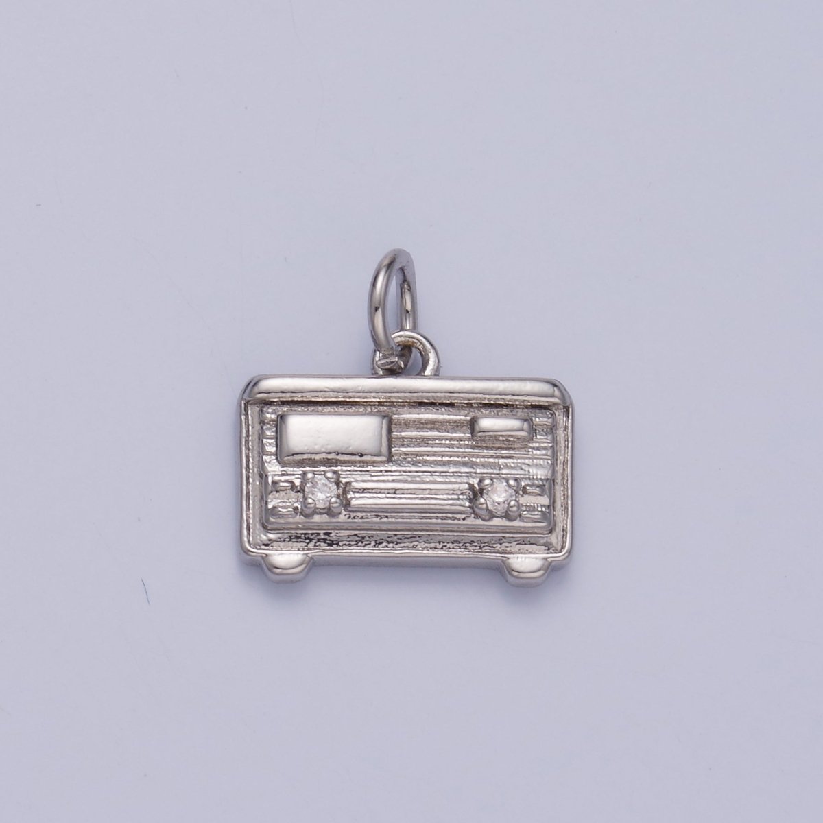 24K Gold Filled CZ Vintage Music Radio Charm in Gold & Silver | W414 - DLUXCA