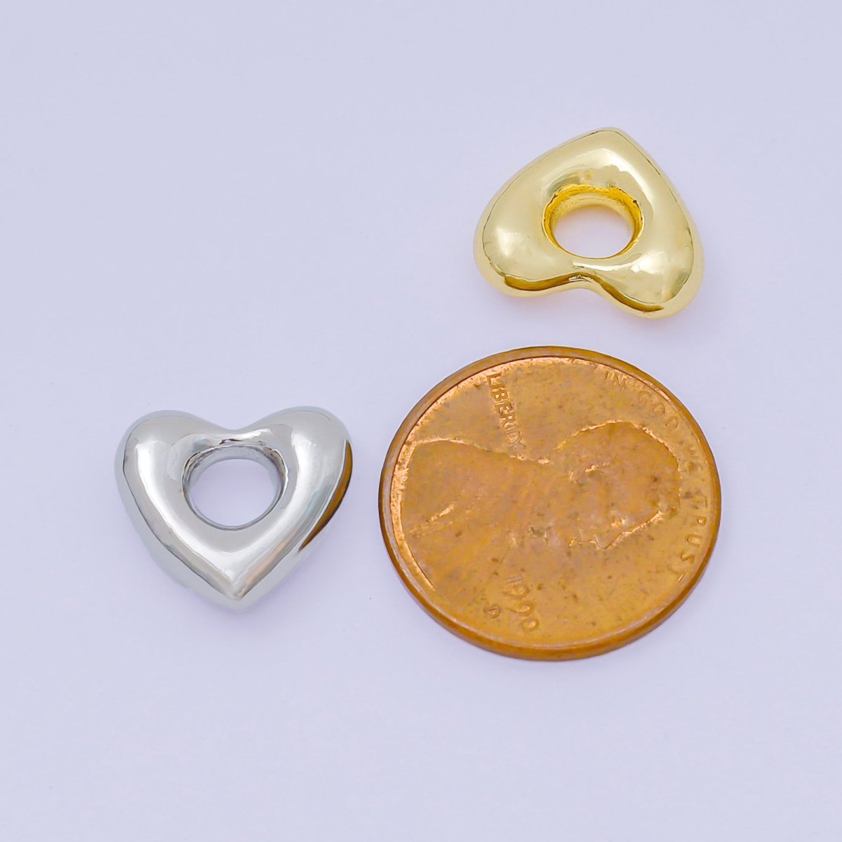 24K Gold Filled Dainty Love Large Hole Bead Spacer in Gold & Silver | B - 476 - DLUXCA