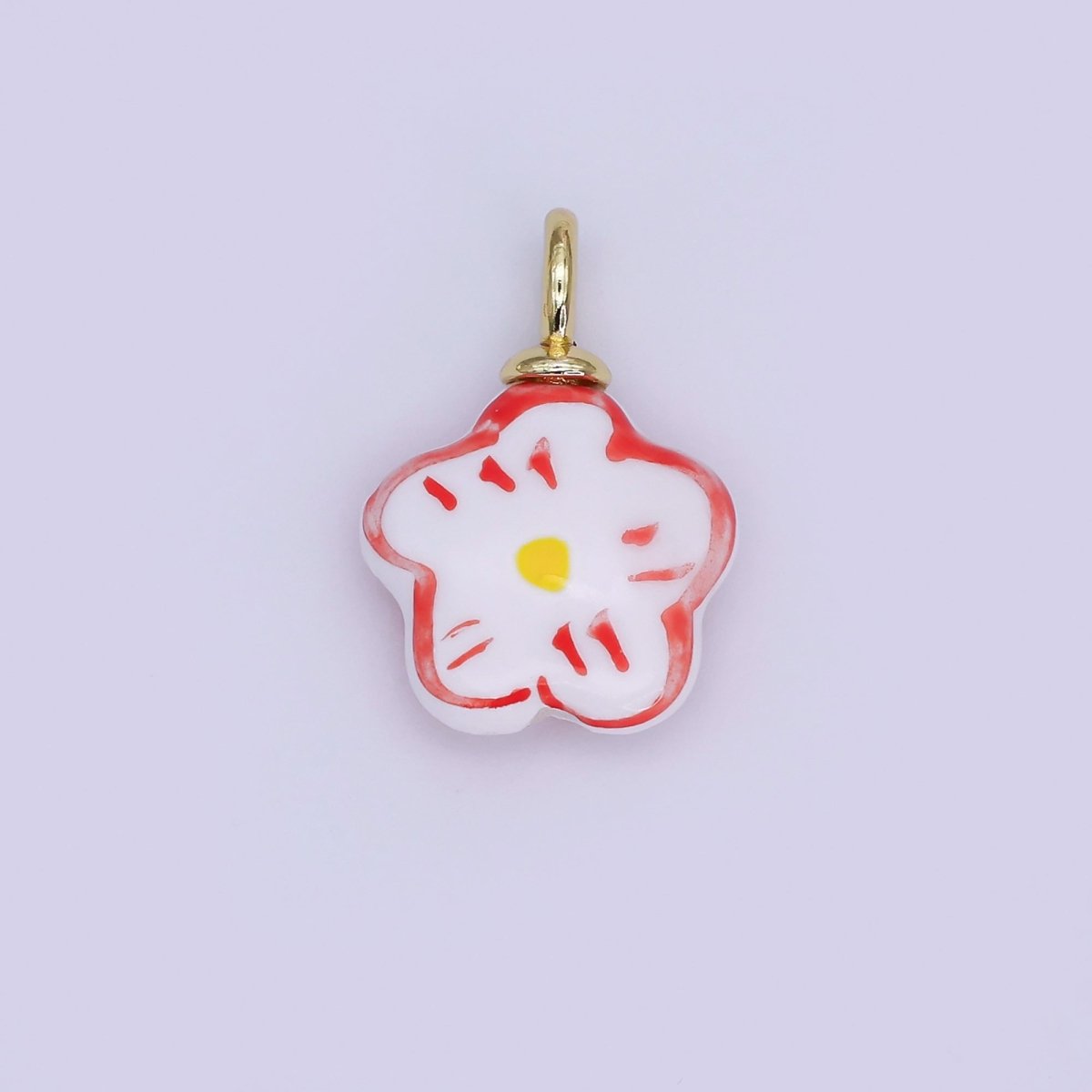 24K Gold Filled Daisy Flower Ceramic Drop Pendant | N049 - N051 - DLUXCA