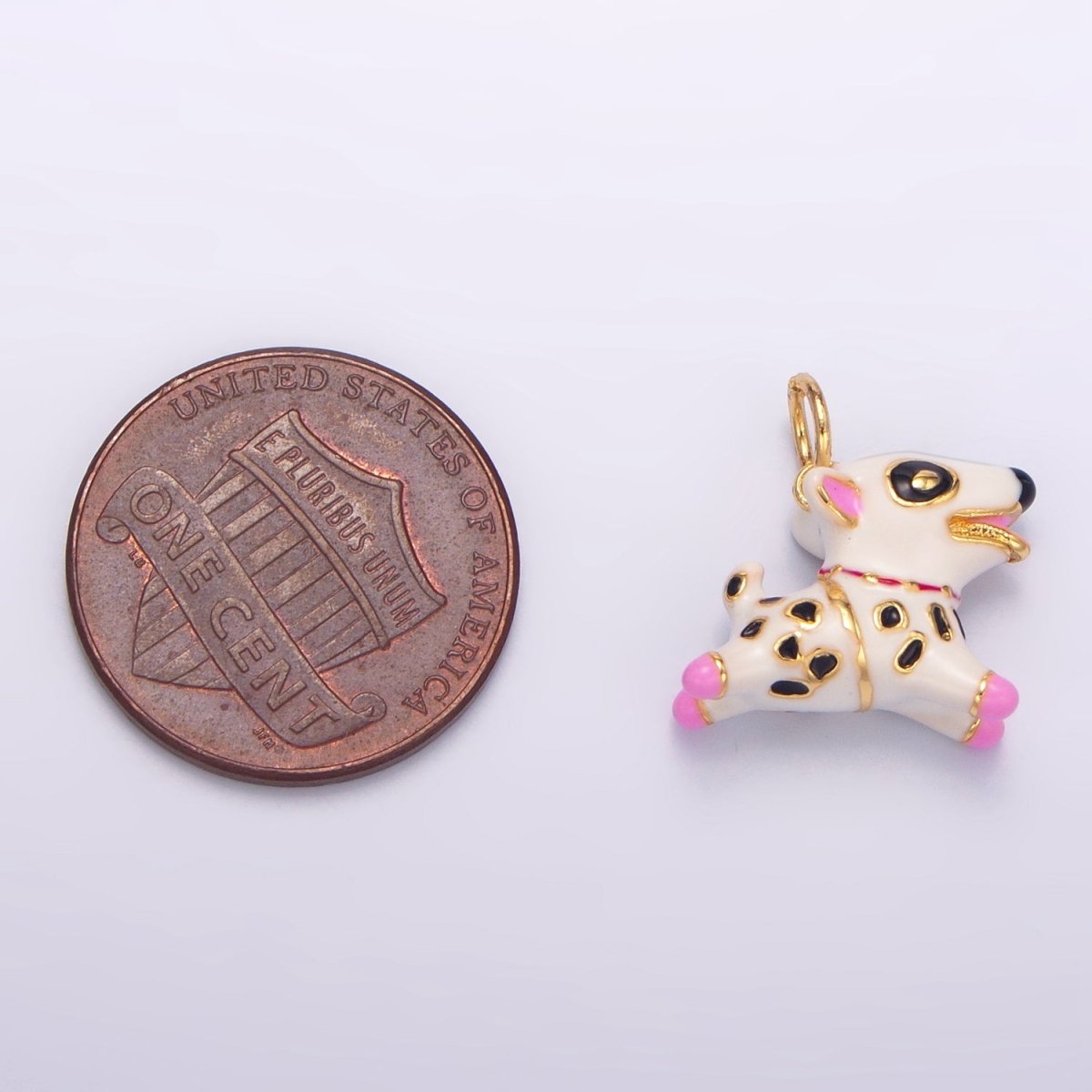 24K Gold Filled Dalmatian Puppy Dog Enamel Multidimensional Charm | W062 - DLUXCA