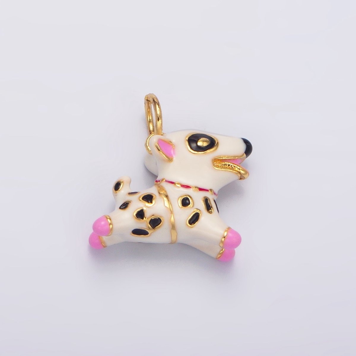 24K Gold Filled Dalmatian Puppy Dog Enamel Multidimensional Charm | W062 - DLUXCA