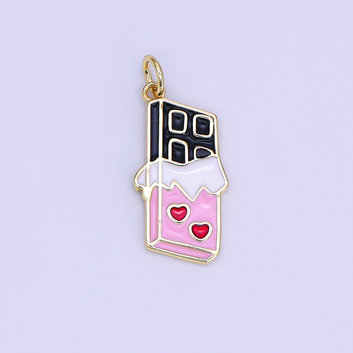 24K Gold Filled Dark Chocolate Bar Heart Wrapper Charm | AF512 - DLUXCA
