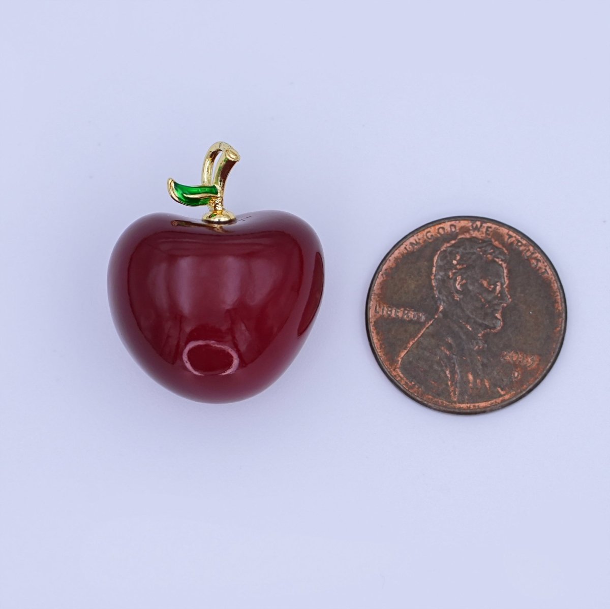 24k Gold Filled Dark Red Washington Apple Fruit Charm Red Delicious Food Charm | AH - 422 - AH - 424 - DLUXCA