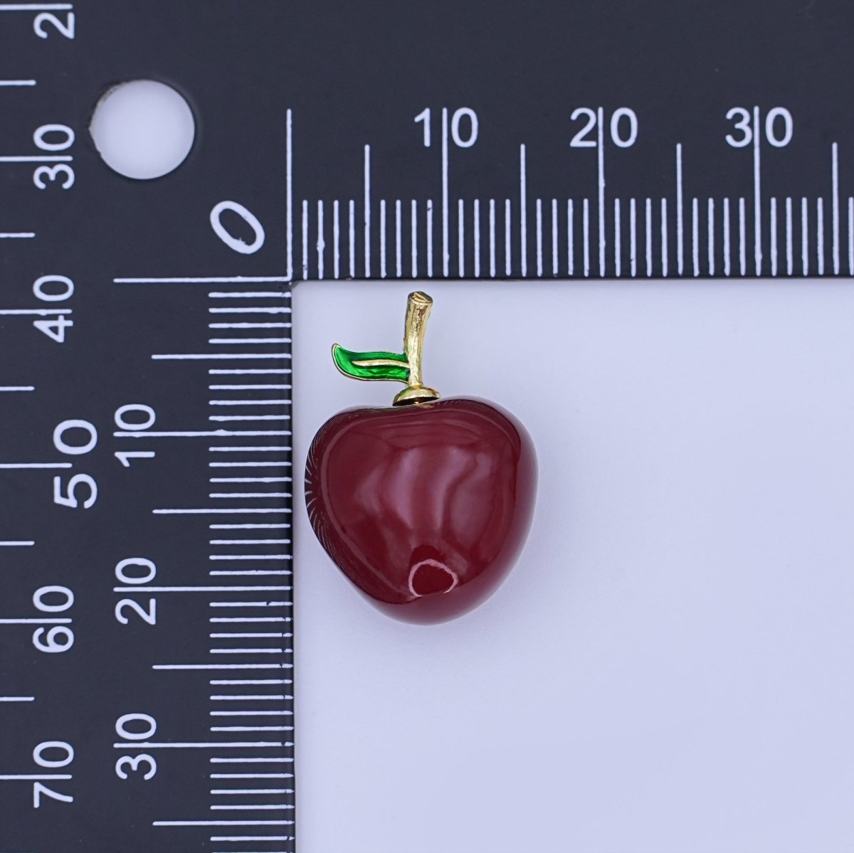 24k Gold Filled Dark Red Washington Apple Fruit Charm Red Delicious Food Charm | AH - 422 - AH - 424 - DLUXCA