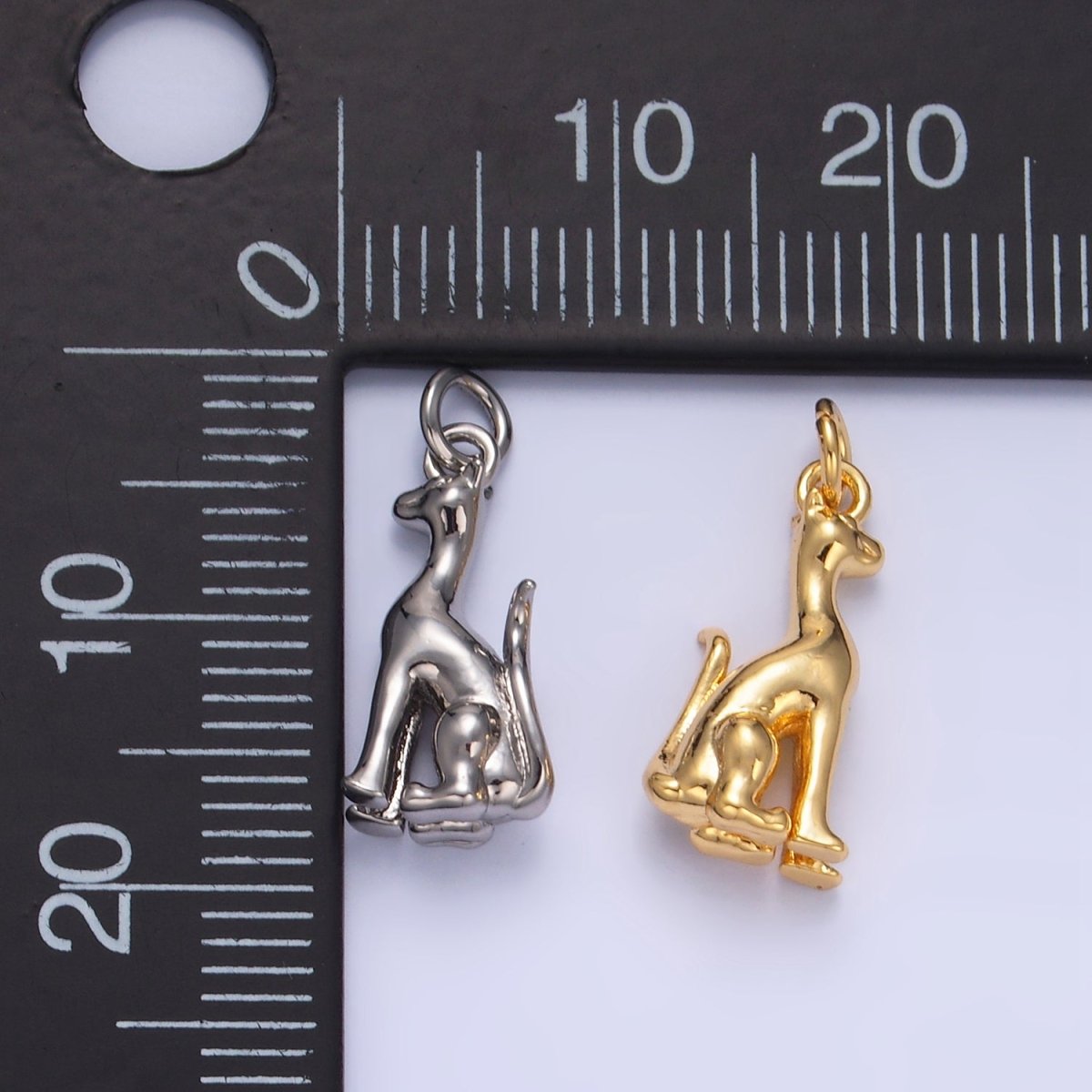 24K Gold Filled Doberman Dog Puppy Multidimensional Charm in Gold & Silver | W207 - DLUXCA