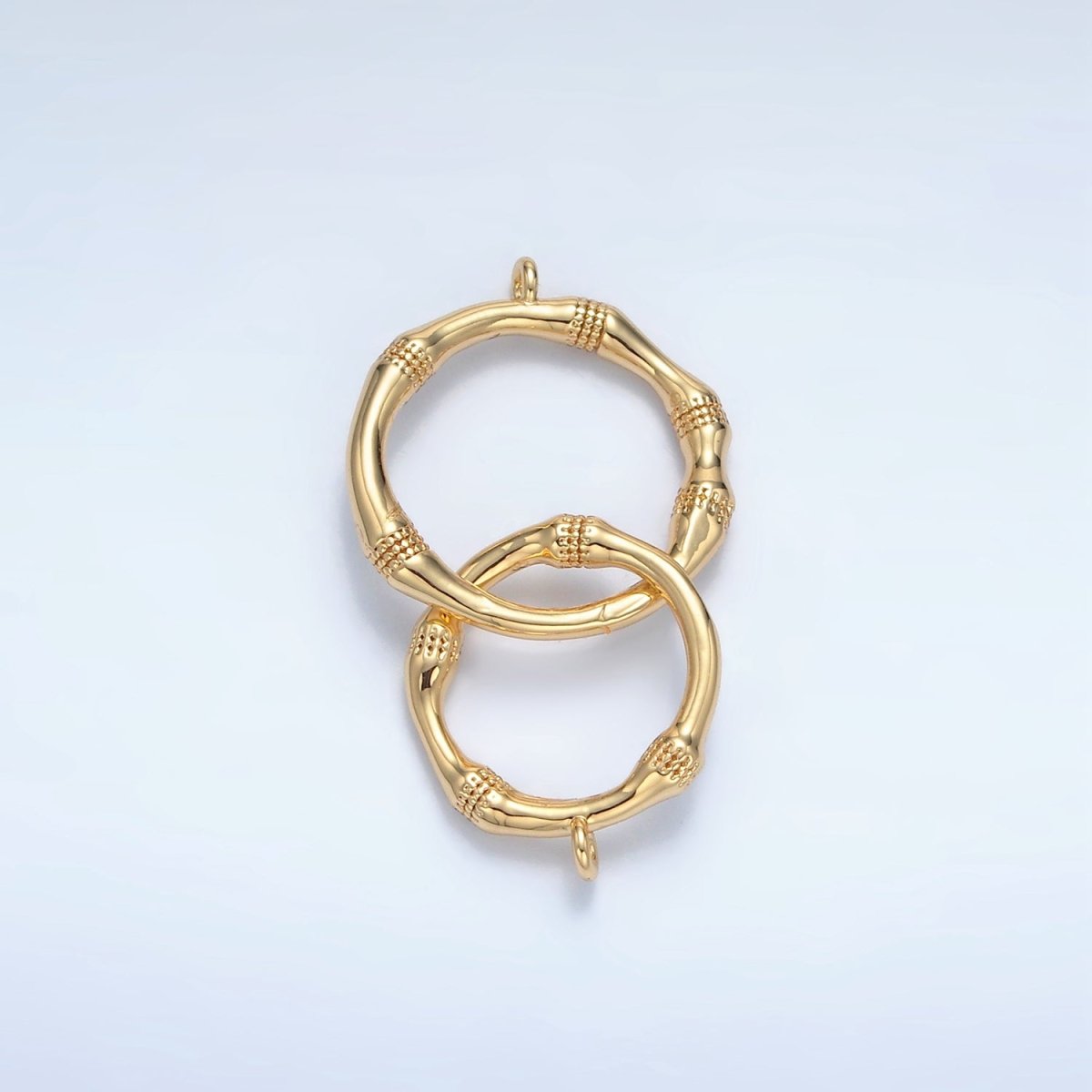 24K Gold Filled Double Bamboo Dotted Round Connector | F105 - DLUXCA