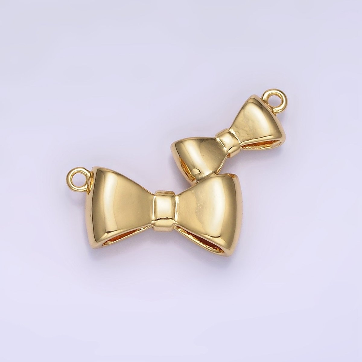 24K Gold Filled Double Bow Ribbon Minimalist Connector | F014 - DLUXCA