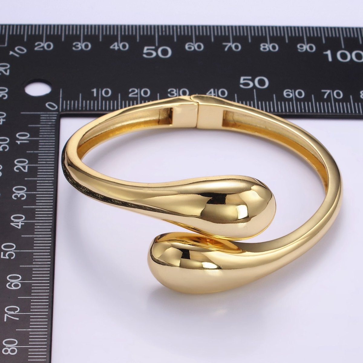 24K Gold Filled Double Drop Minimalist Cuff Bangle Bracelet | WA - 2519 - DLUXCA