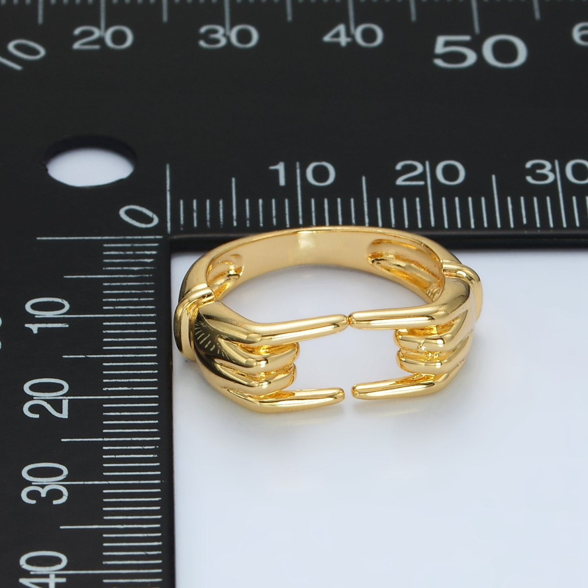 24K Gold Filled Double Hand Gesture Minimalist Ring | O988 - DLUXCA