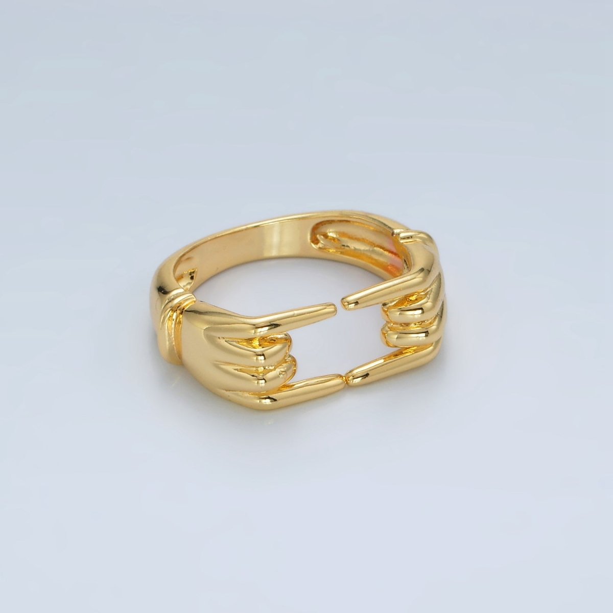 24K Gold Filled Double Hand Gesture Minimalist Ring | O988 - DLUXCA