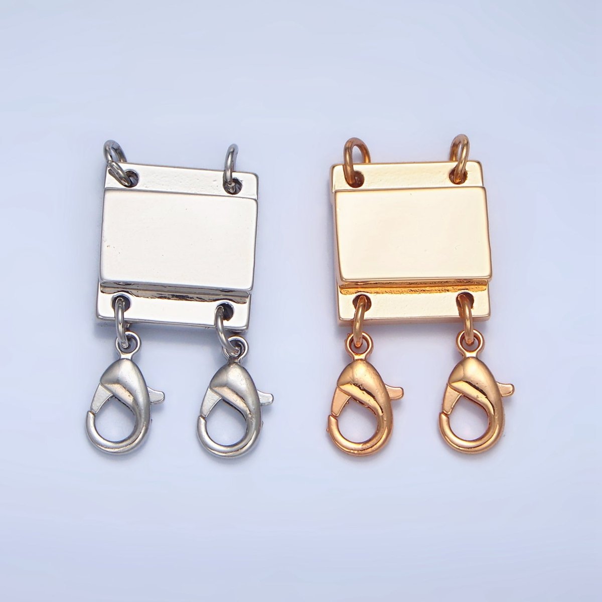 24K Gold Filled Double Magnetic Necklace Detangler Lobster Clasps Closure Findings in Gold & Silver | Z879 - DLUXCA