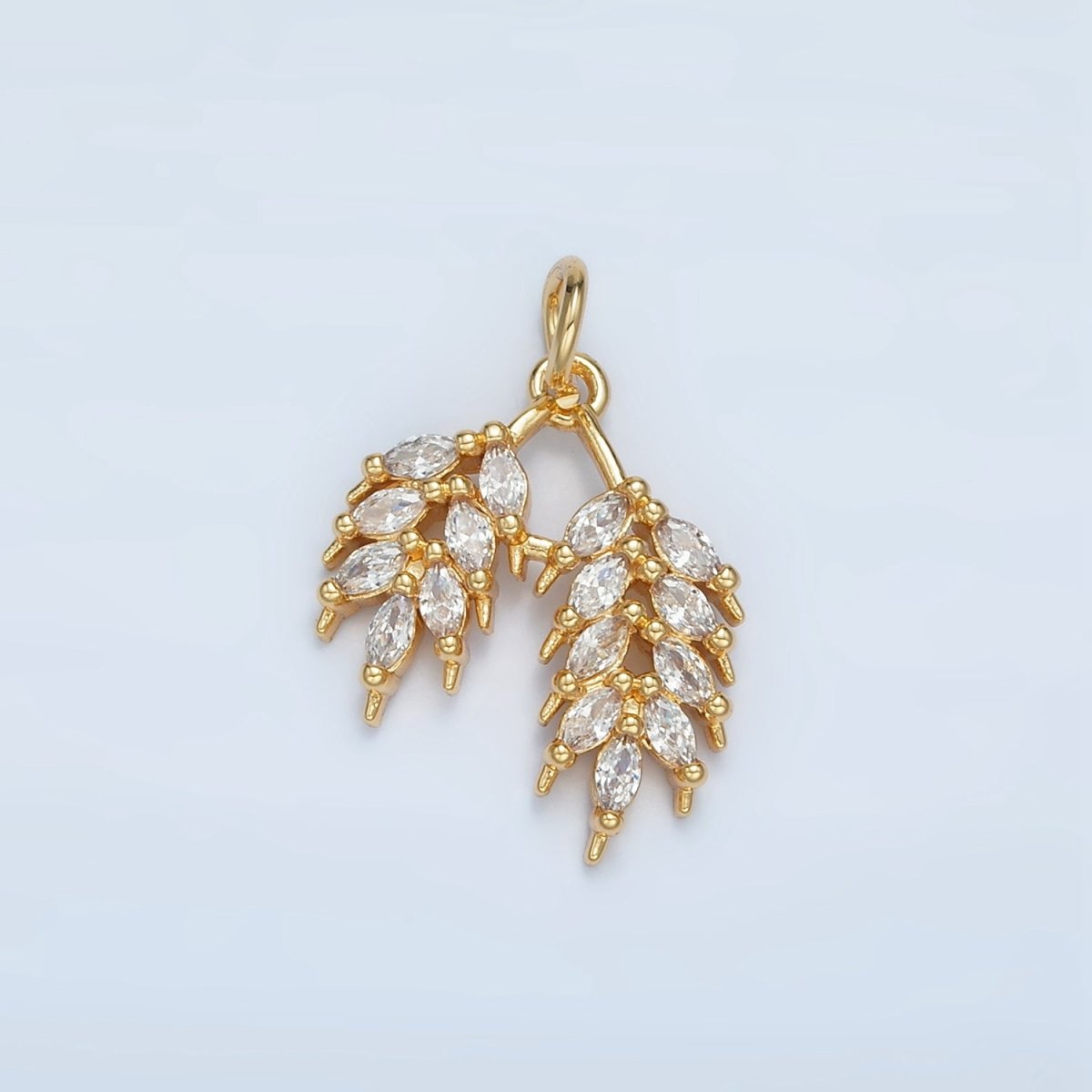 24K Gold Filled Double Marquise Leaf Plant Charm | N1371 - DLUXCA