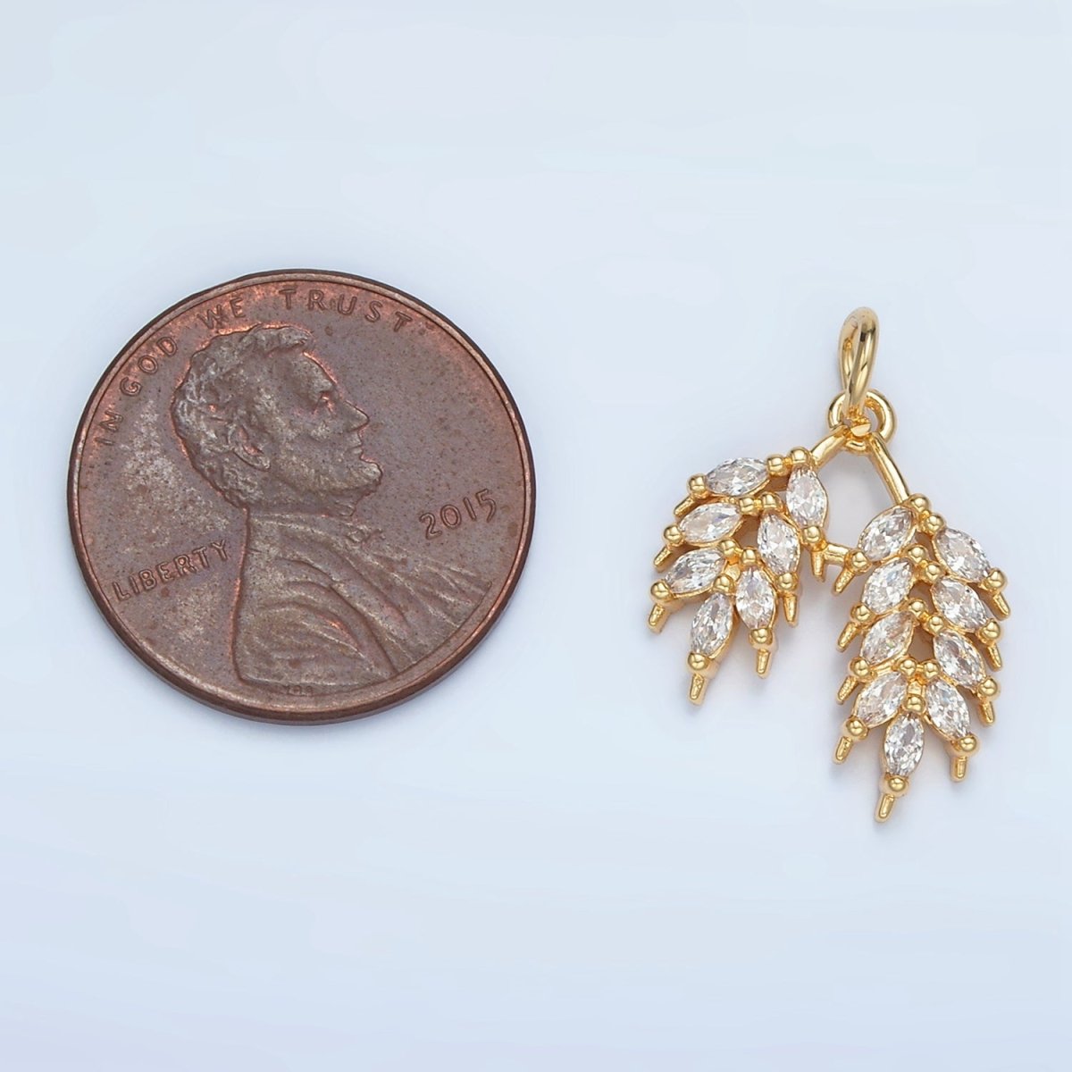 24K Gold Filled Double Marquise Leaf Plant Charm | N1371 - DLUXCA