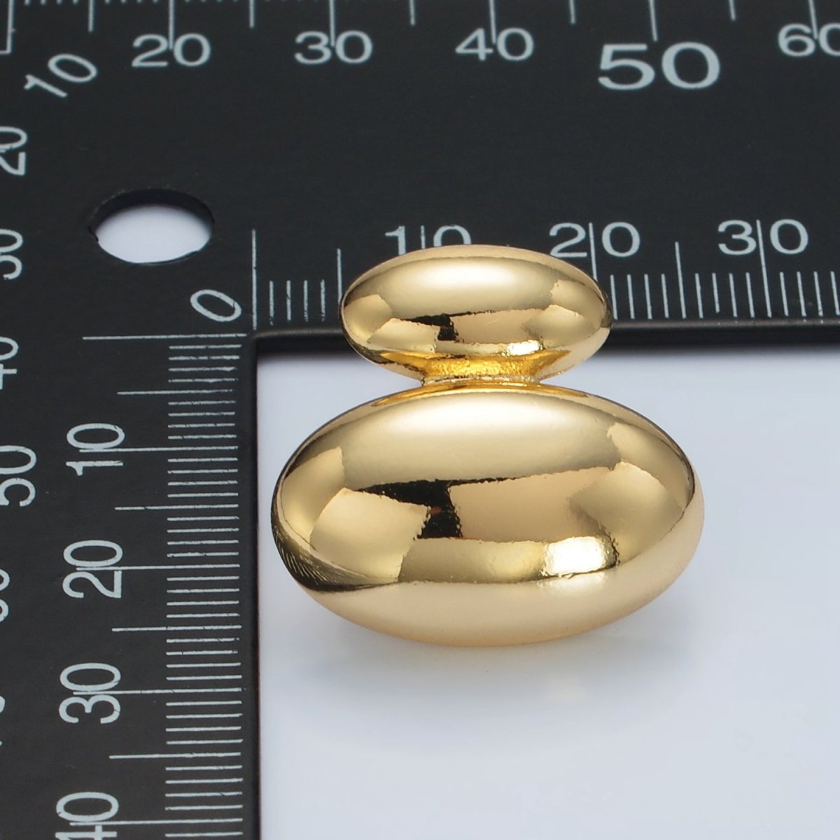 24K Gold Filled Double Oval Dome Minimalist Stud Earrings in Gold & Silver | P530 P531 - DLUXCA