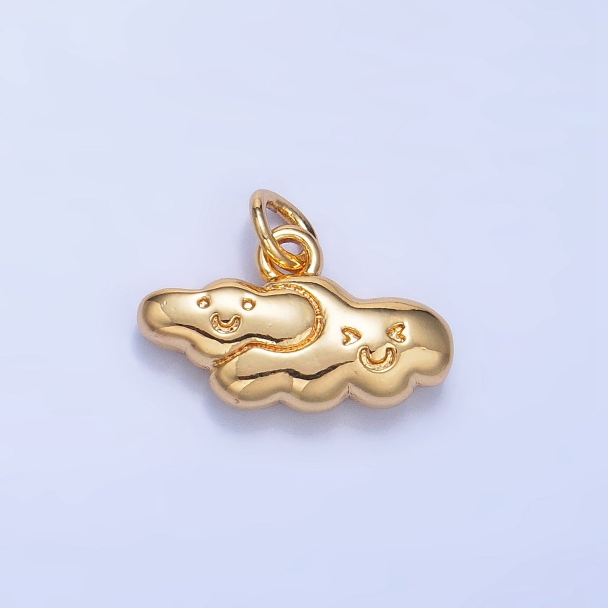 24K Gold Filled Double Smiley Face Cloud Multidimensional 3D Charm | W020 - DLUXCA