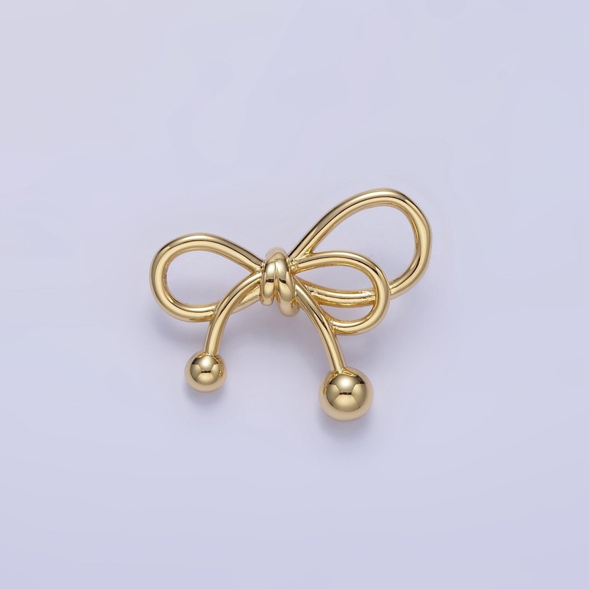 24K Gold Filled Double Tied Ribbon Bow Looped Back Pendant in Gold & Silver | H051 - DLUXCA