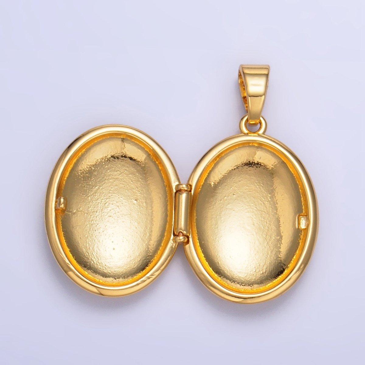 24K Gold Filled Dual Flower Engraved Oval Locket Pendant in Gold & Silver | AA1007 - DLUXCA