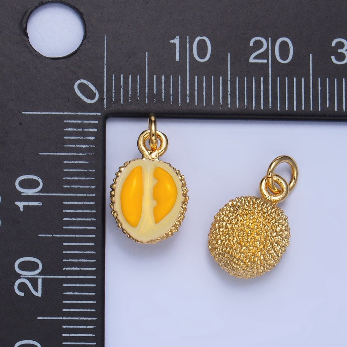 24K Gold Filled Durian Fruit Enamel Mini Multidimensional Charm | W053 - DLUXCA