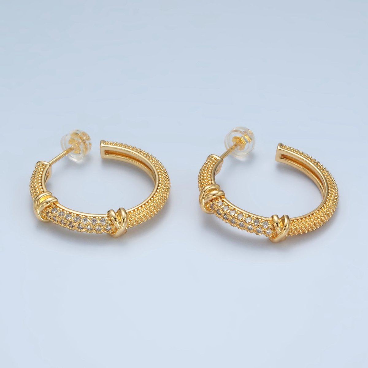 24k Gold Filled Earring CZ Huggie Hoop Earrings AD - 622 - DLUXCA