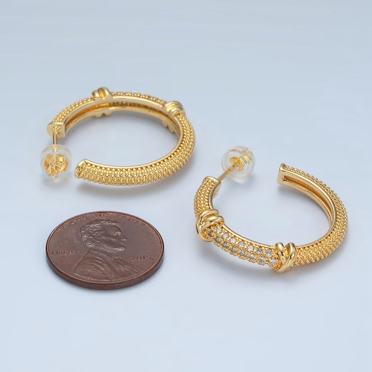 24k Gold Filled Earring CZ Huggie Hoop Earrings AD - 622 - DLUXCA