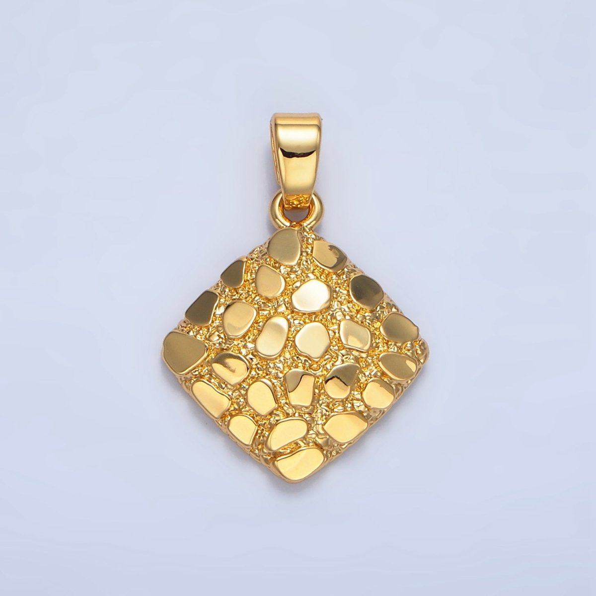 24K Gold Filled Edged Textured Rhombus Pendant | AA792 - DLUXCA