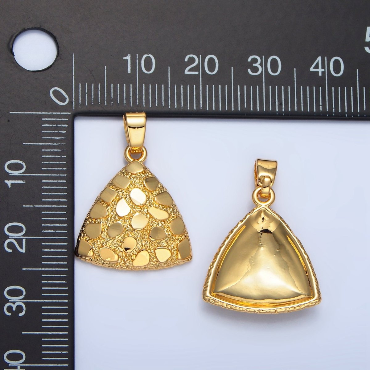 24K Gold Filled Edged Textured Triangle Pendant | AA790 - DLUXCA