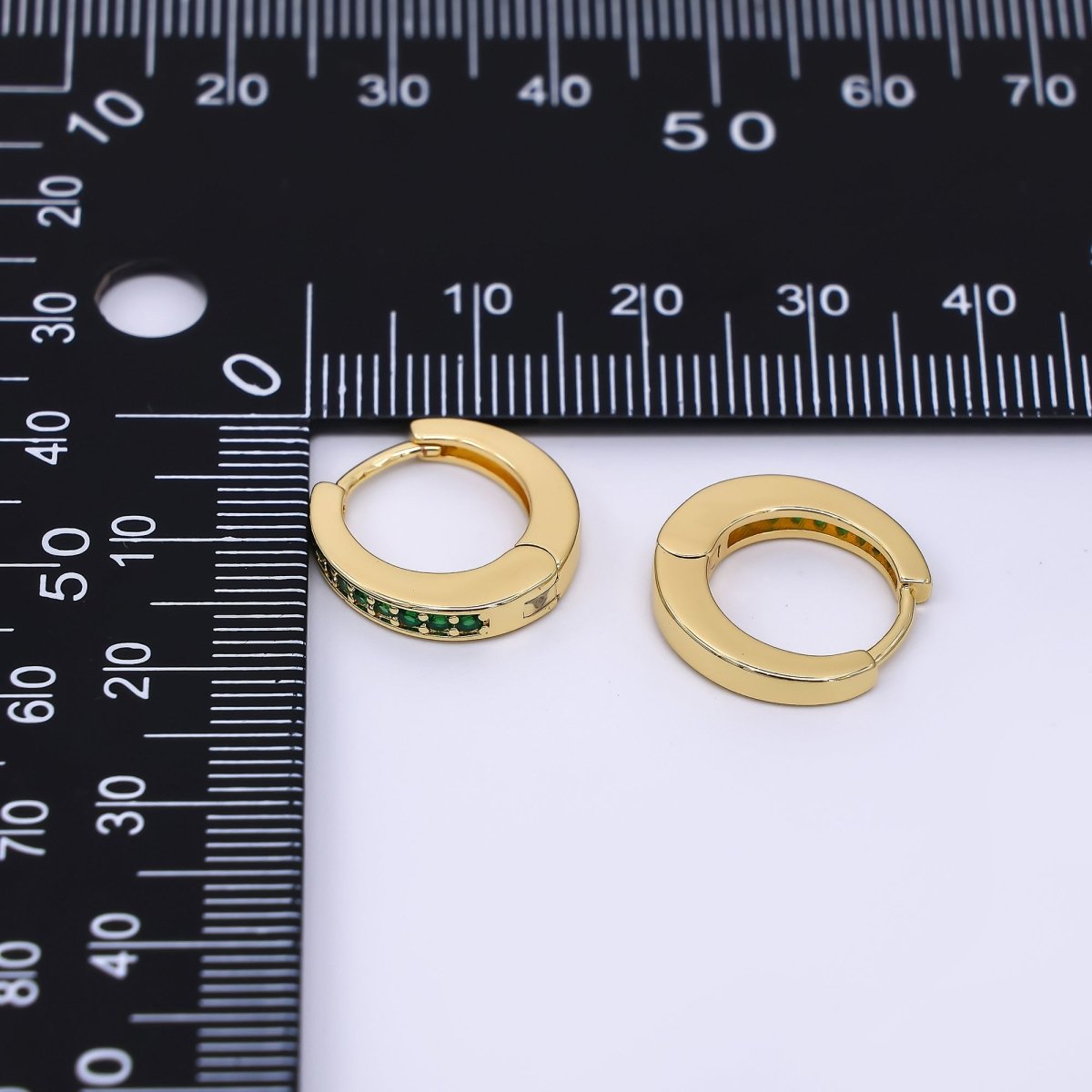 24K Gold Filled Emerald Green Micro Paved CZ Lever Back Hoops Earrings | AJ - 053 - DLUXCA