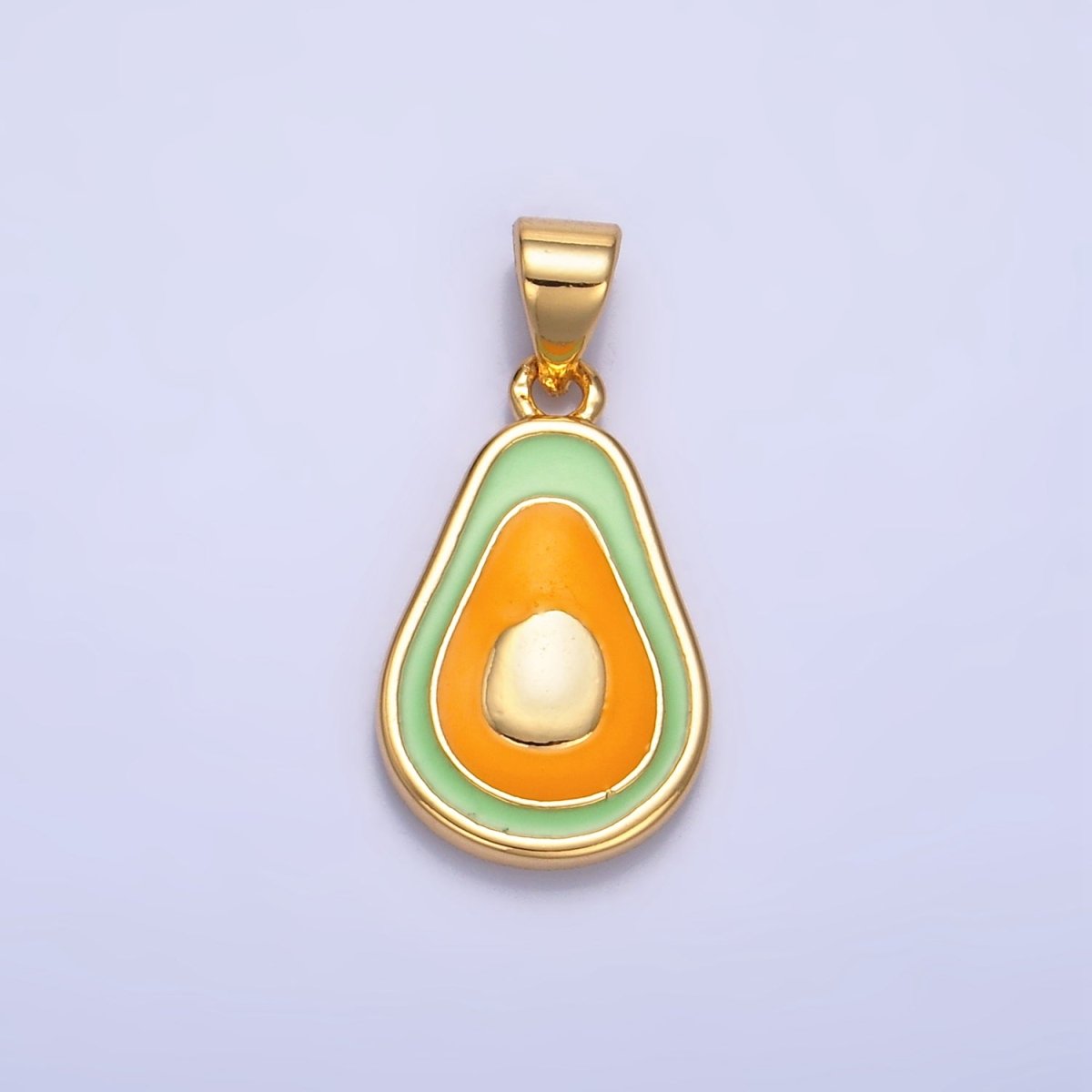 24K Gold Filled Enamel Avocado Fruit Pendant | AA1036 - DLUXCA