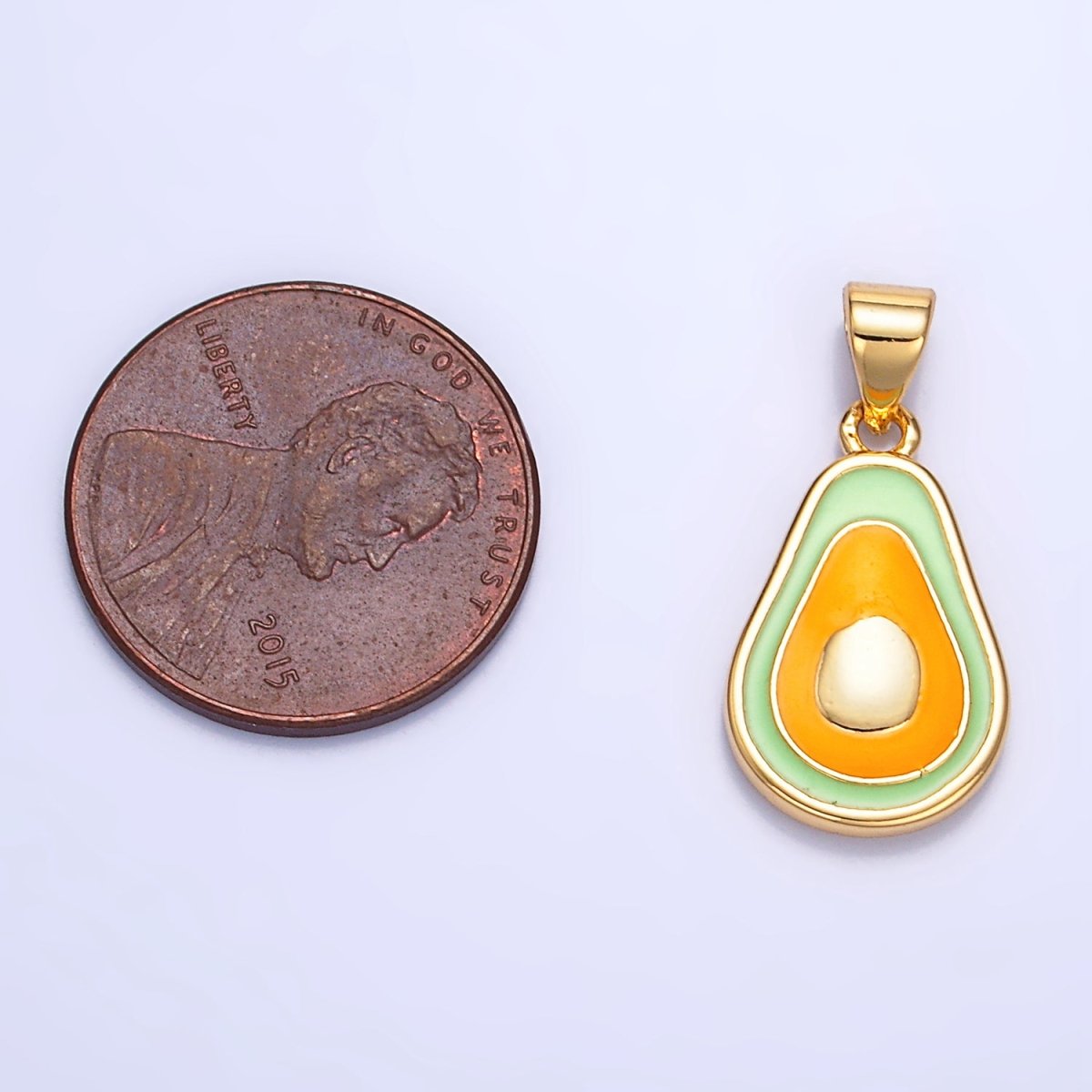 24K Gold Filled Enamel Avocado Fruit Pendant | AA1036 - DLUXCA