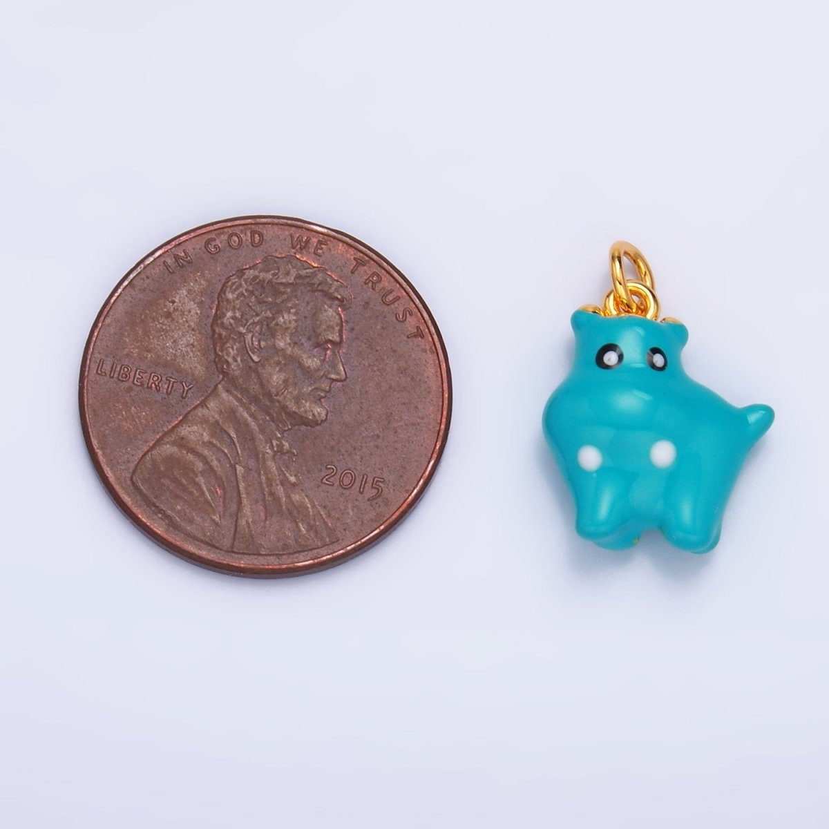 24K Gold Filled Enamel Multi Dimensional Blue Cat Monster Creature Charm | W341 - DLUXCA