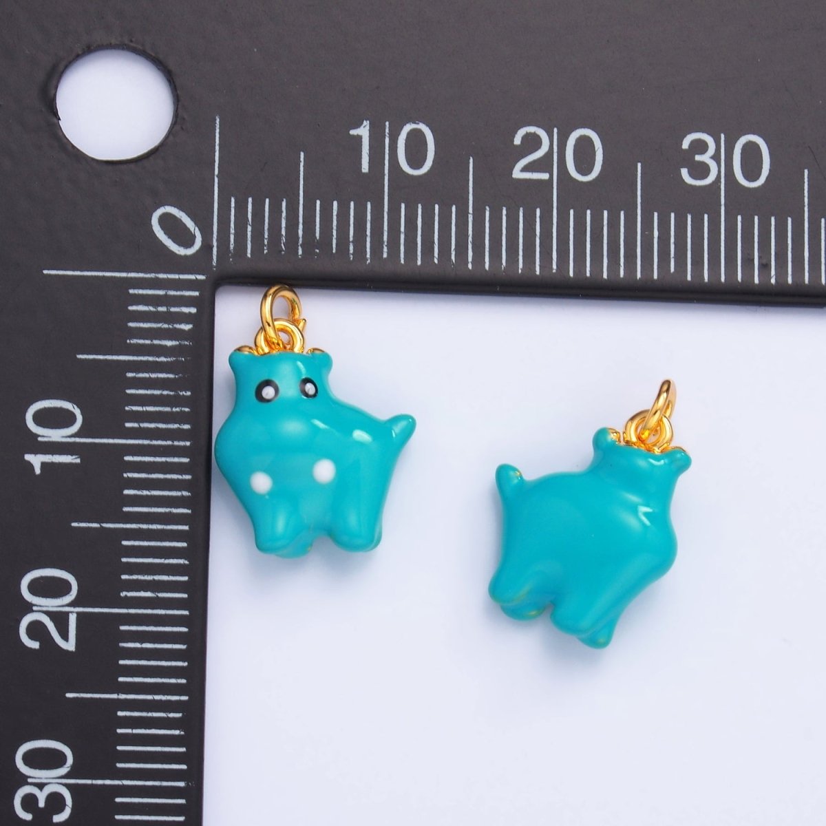 24K Gold Filled Enamel Multi Dimensional Blue Cat Monster Creature Charm | W341 - DLUXCA