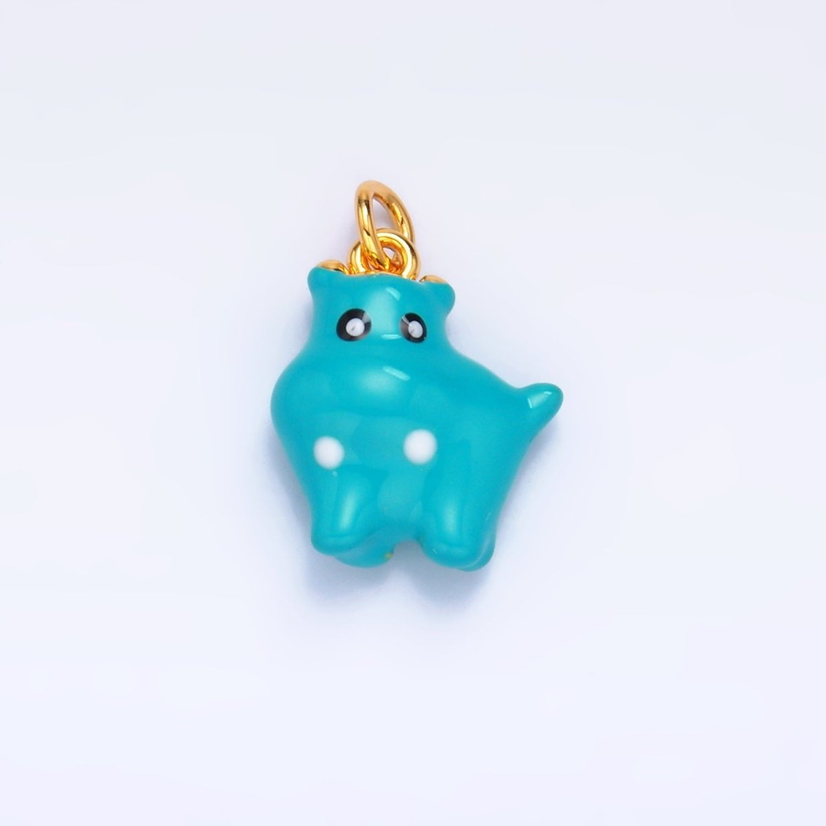 24K Gold Filled Enamel Multi Dimensional Blue Cat Monster Creature Charm | W341 - DLUXCA