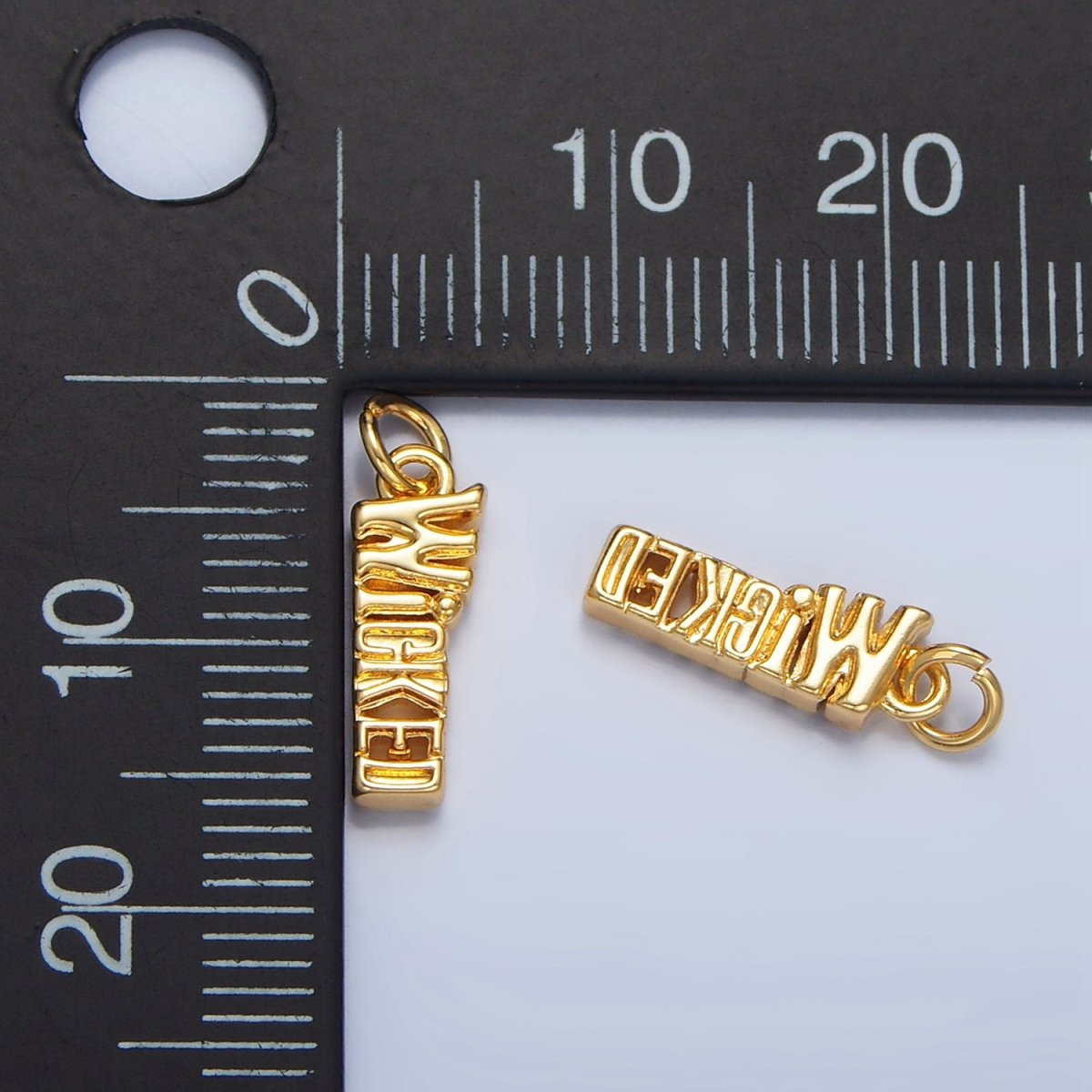 24K Gold Filled Evil Script Minimalist Charm | W026 - DLUXCA