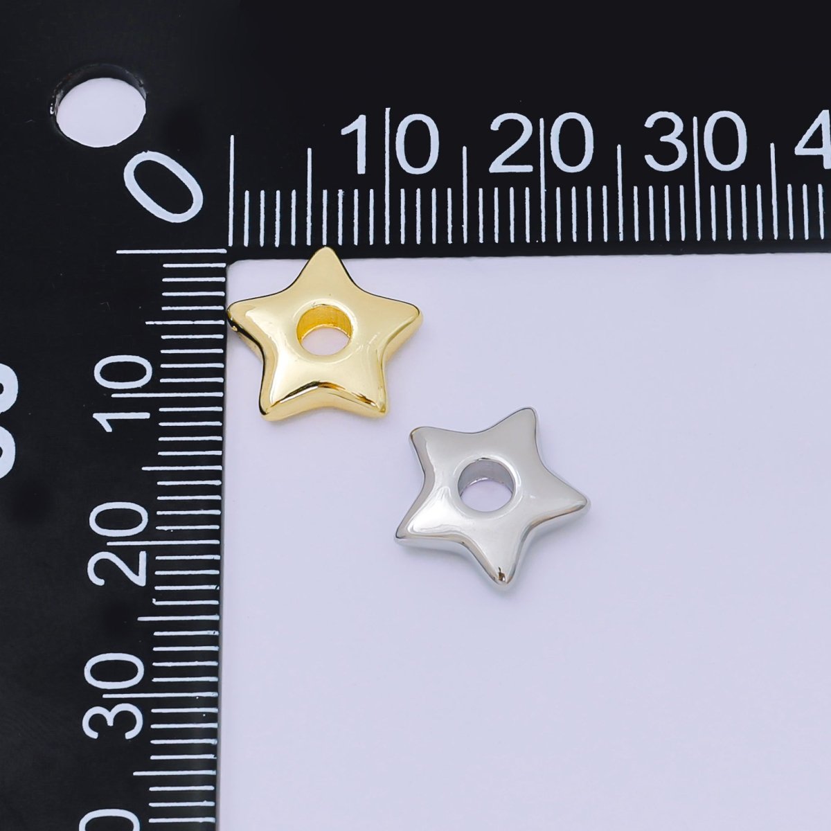 24K Gold Filled Five - Points Little Star Large Hole Bead Spacer | B - 469 - DLUXCA