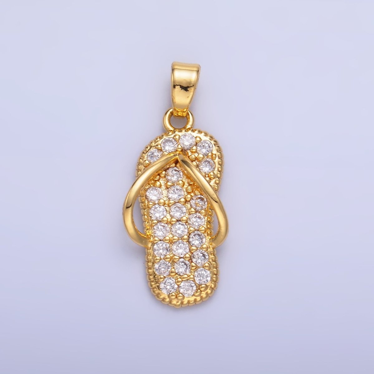 24K Gold Filled Flip Flops Sandal Micro Paved CZ Pendant | AA1420 - DLUXCA