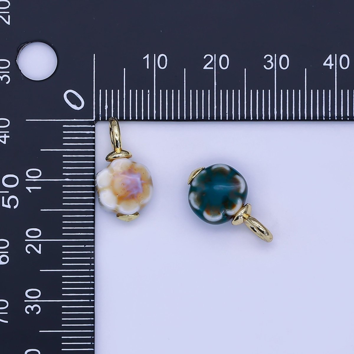 24K Gold Filled Flower Ceramic Drop Pendant | E314 - E320 - DLUXCA