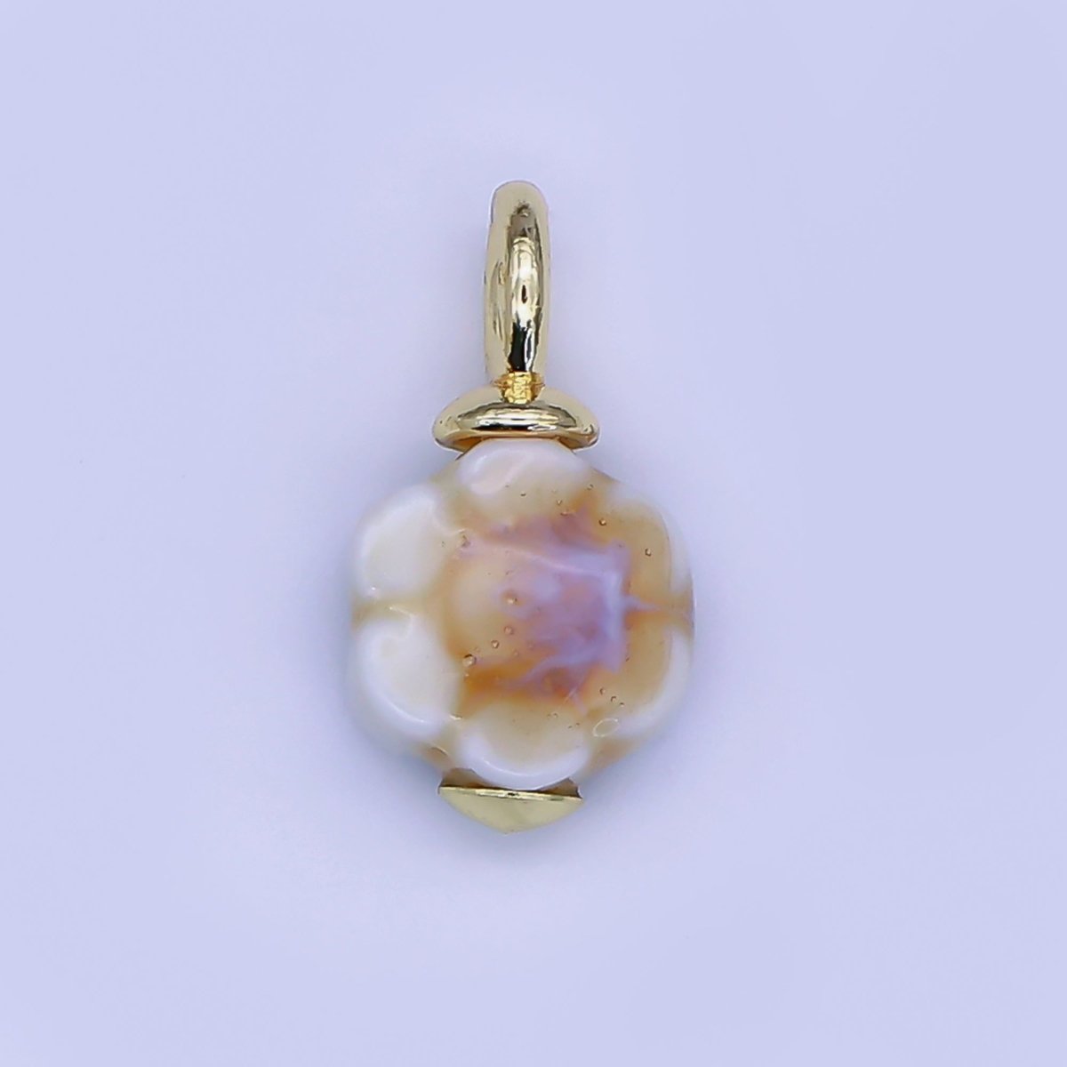 24K Gold Filled Flower Ceramic Drop Pendant | E314 - E320 - DLUXCA