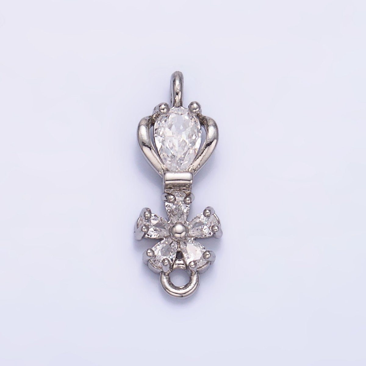 24K Gold Filled Flower CZ Connector in Gold & Silver | Y002 - DLUXCA