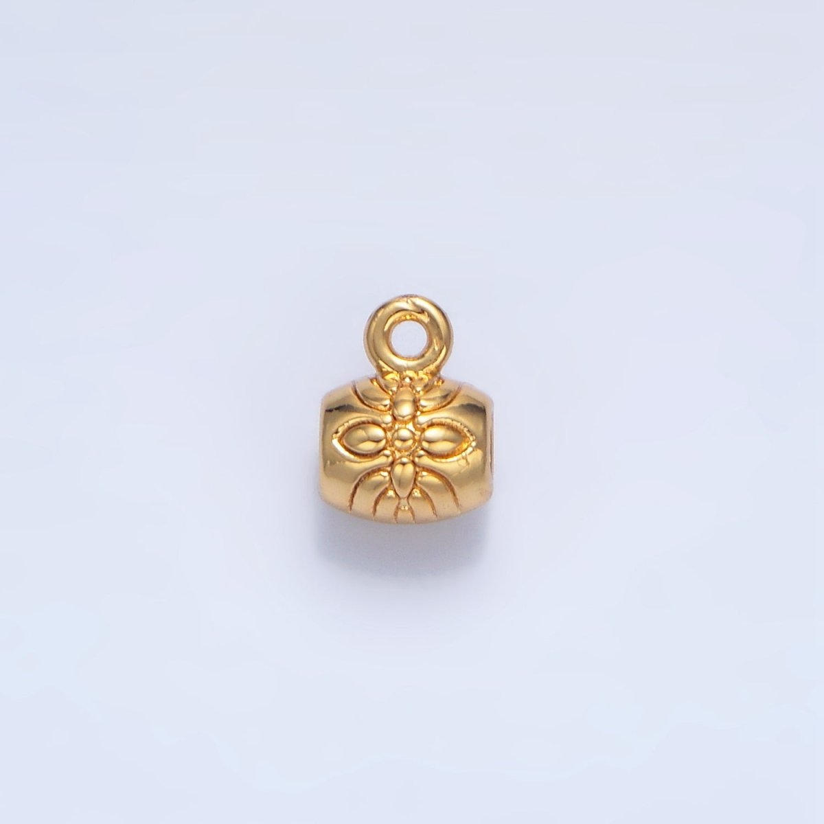 24K Gold Filled Flower Engraved Tube Charm | X792 - DLUXCA