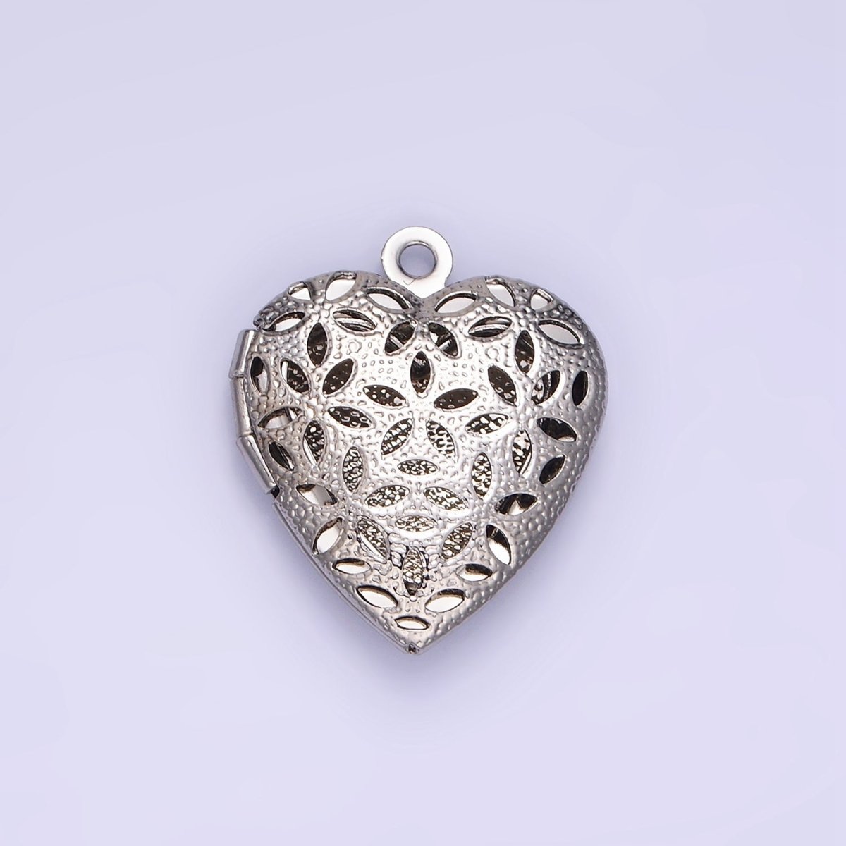 24K Gold Filled Flower Filigree Dotted Heart Locket in Gold & Silver | D399 - DLUXCA