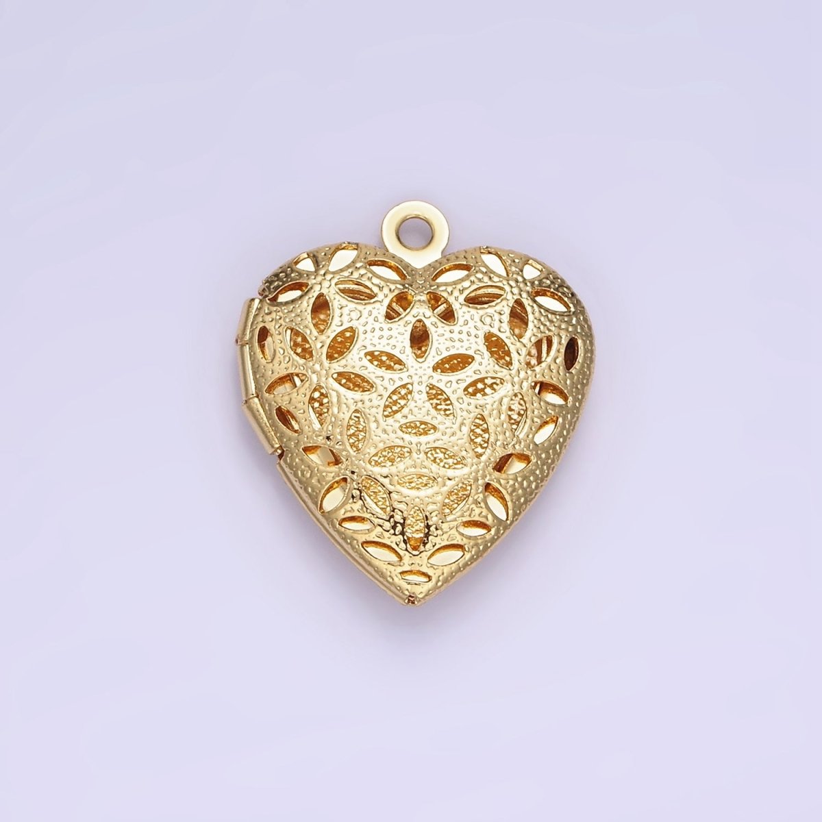 24K Gold Filled Flower Filigree Dotted Heart Locket in Gold & Silver | D399 - DLUXCA