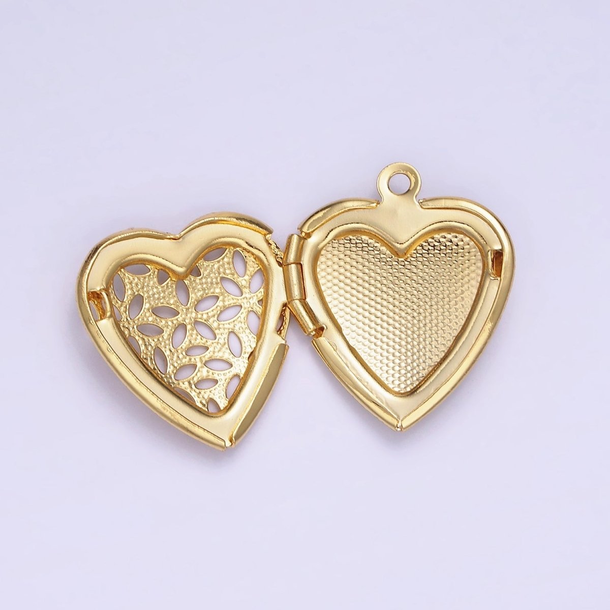 24K Gold Filled Flower Filigree Dotted Heart Locket in Gold & Silver | D399 - DLUXCA