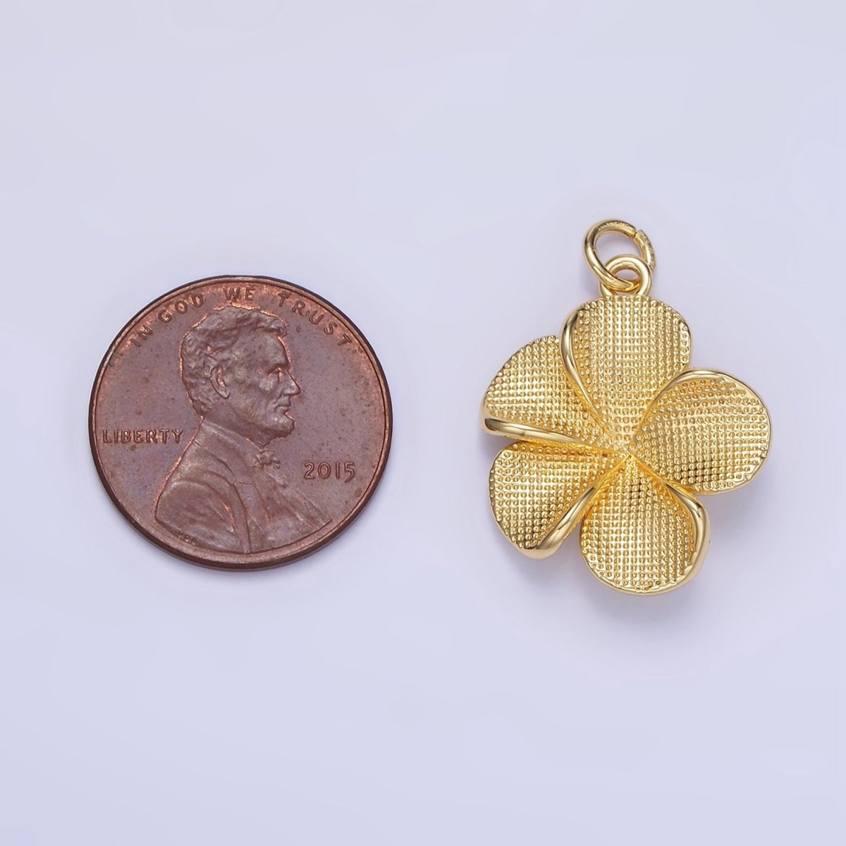 24K Gold Filled Flower Textured Charm in Gold & Silver | C560 - DLUXCA