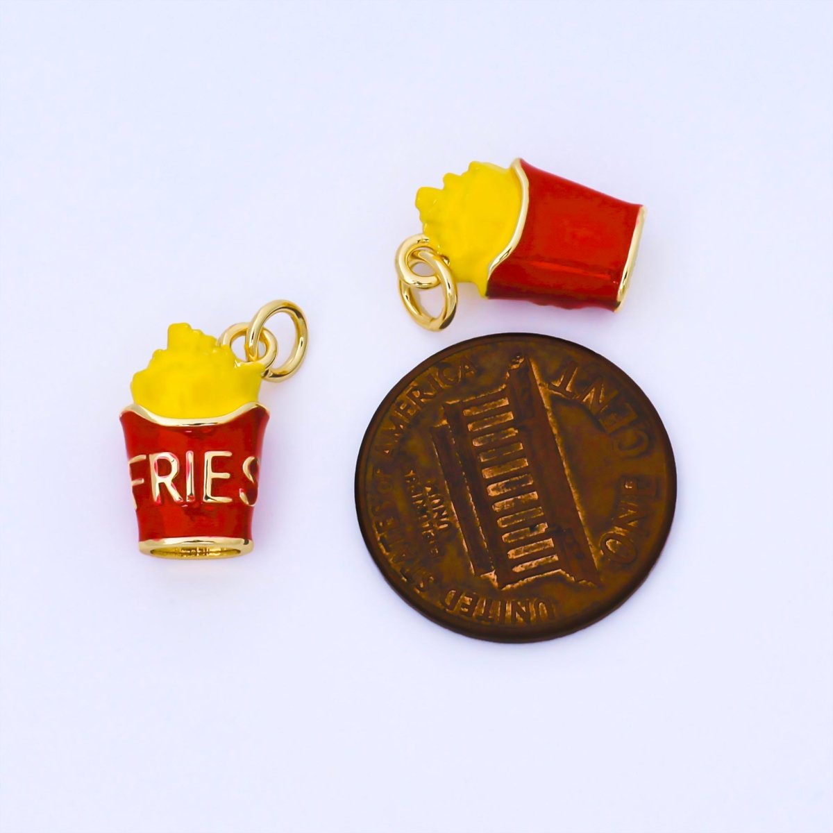 24K Gold Filled French Fries Enamel 3D Multidimensional Charm | AF1563 - DLUXCA