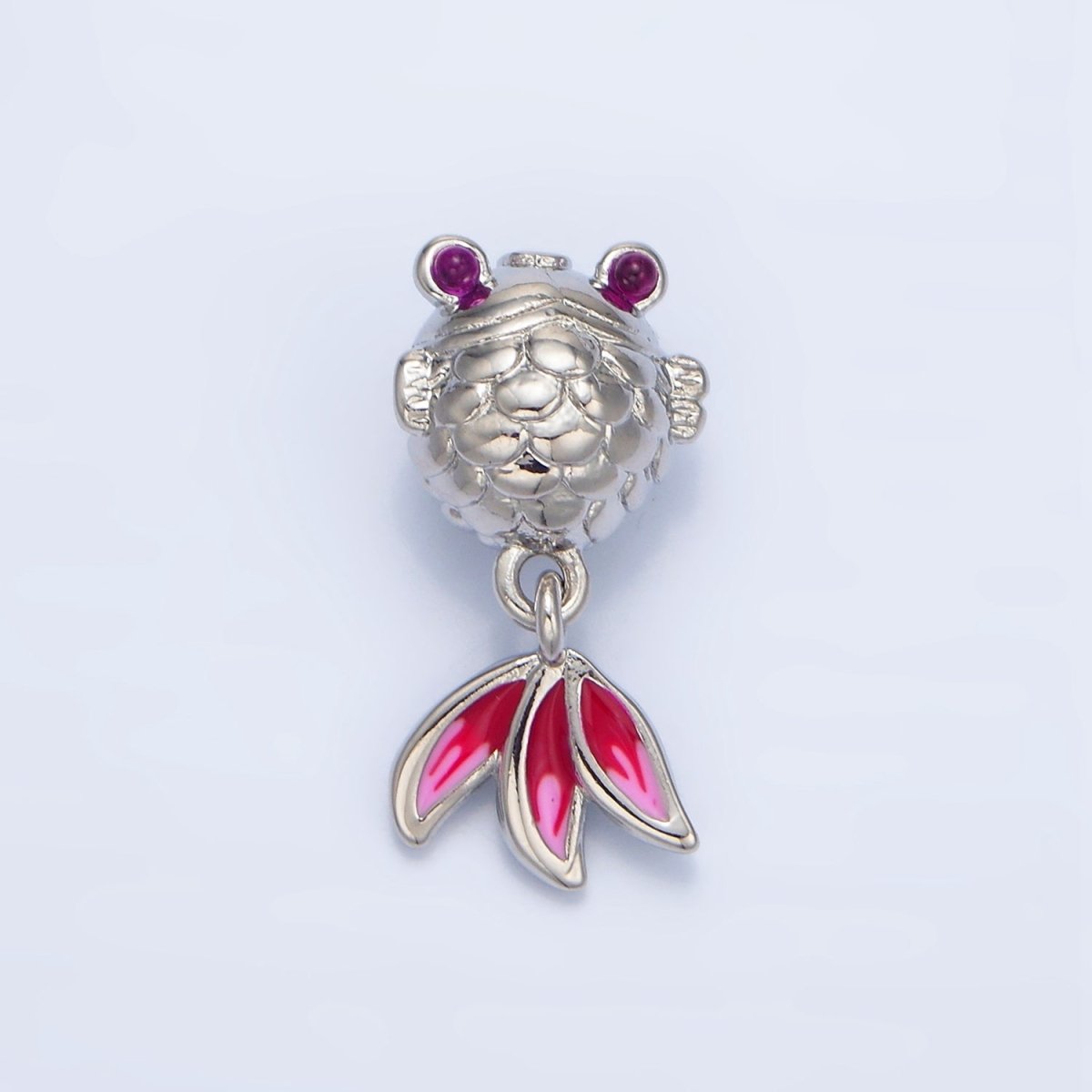 24K Gold Filled Fuchsia CZ Enamel Gold Fish Sea Animal Bead in Gold & Silver | B514 - DLUXCA