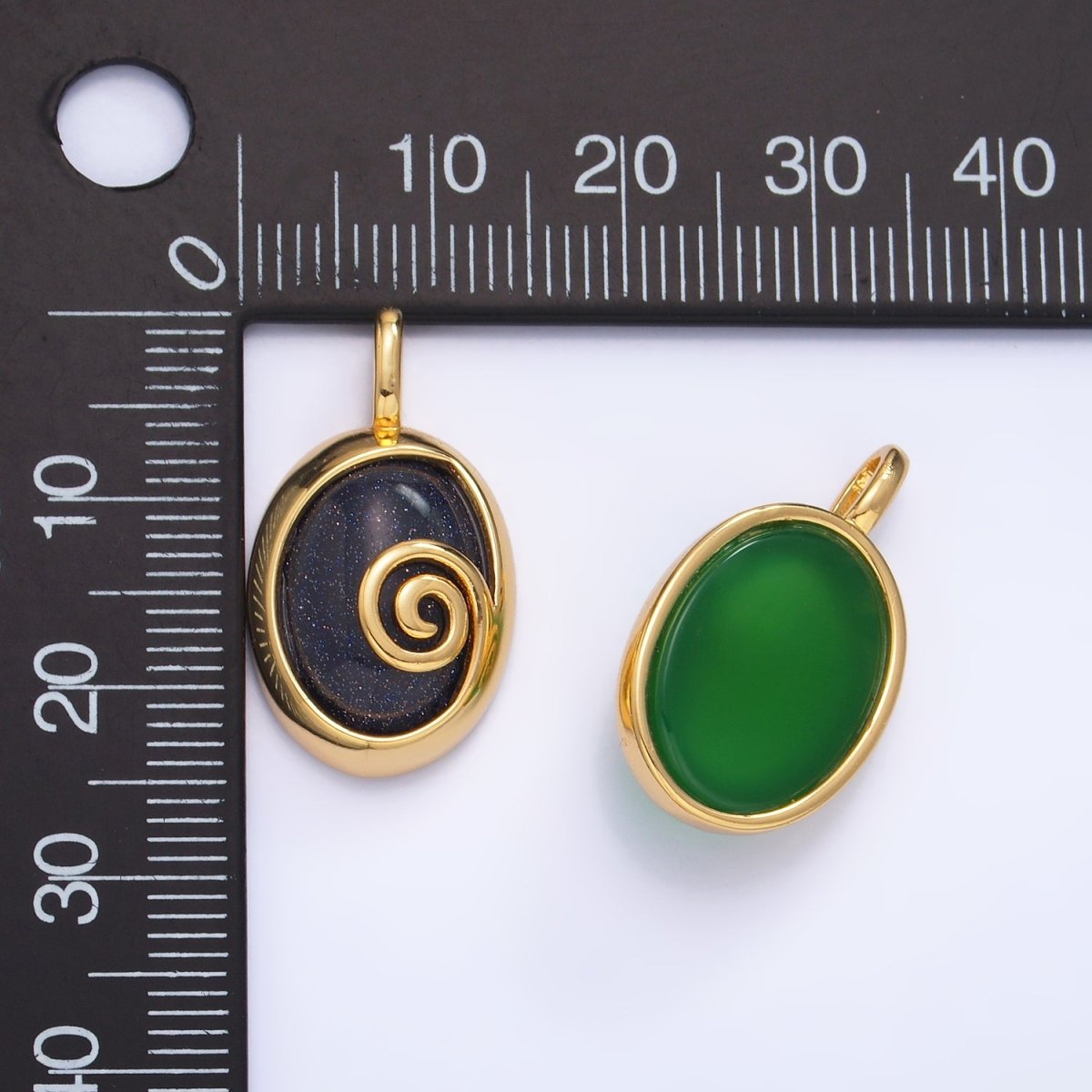 24K Gold Filled Gemstone Cabochon Curl Bezel Pendant | AA1047 - AA1051 - DLUXCA