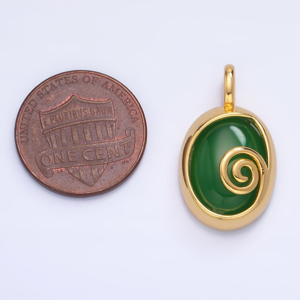 24K Gold Filled Gemstone Cabochon Curl Bezel Pendant | AA1047 - AA1051 - DLUXCA