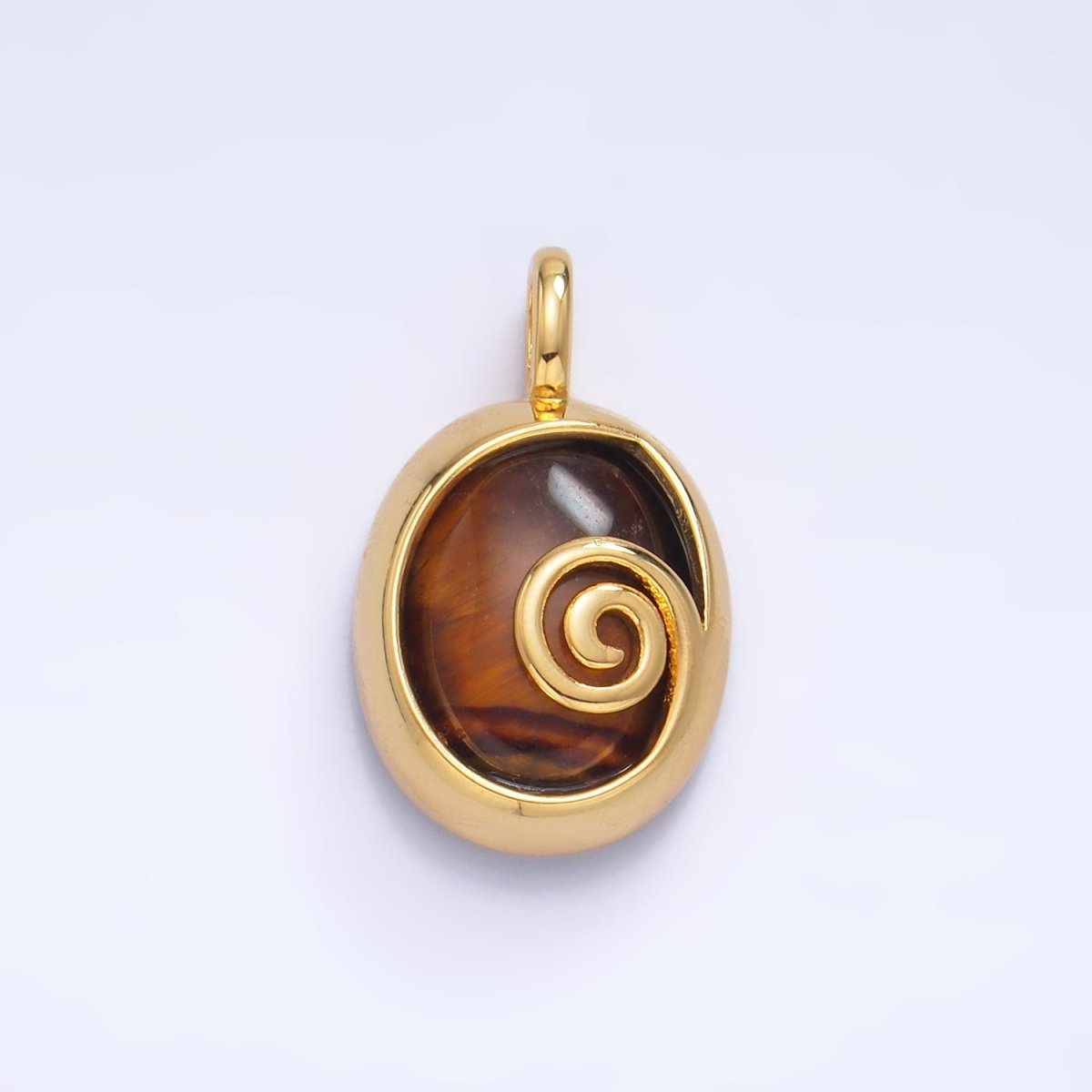 24K Gold Filled Gemstone Cabochon Curl Bezel Pendant | AA1047 - AA1051 - DLUXCA